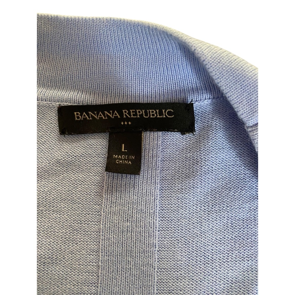 Banana Republic Women Large Blue Open Front Cardigan Cotton Rayon Knit Sweater - Picture 3 of 4